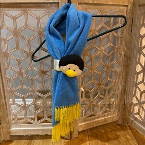 Russ Blue and Yellow Toddler/Kid Fleece Scarf with Penguin Accent